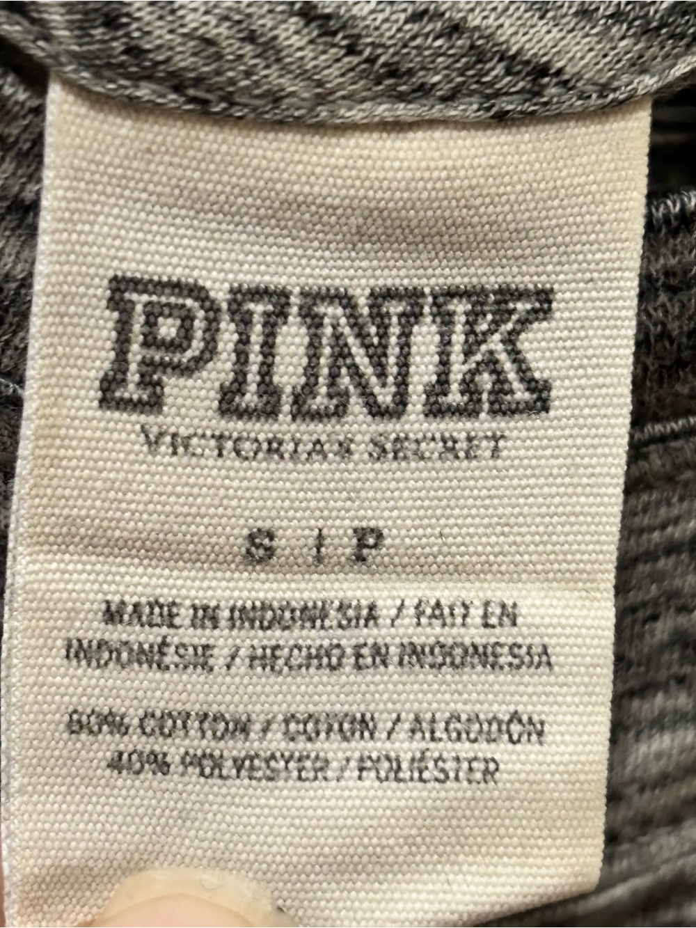PINK Victoria’s Secret Gold Sequin Logo Tee Heathered Gray Marled Shirt | S⁠mall - Picture 3 of 3